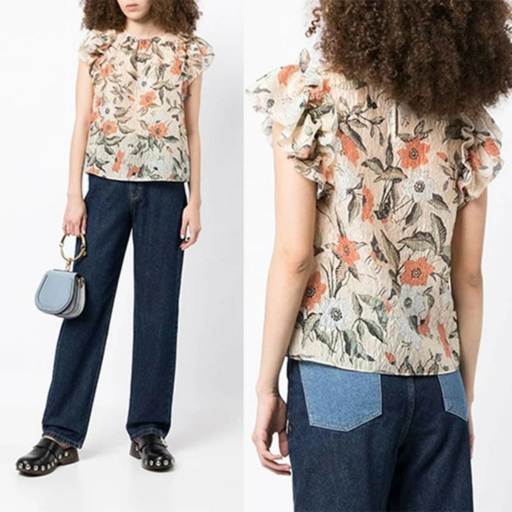 Ulla Johnson Dani Ruffled Floral Sleeveless Blouse Women's Multi Size: 0 Nwot